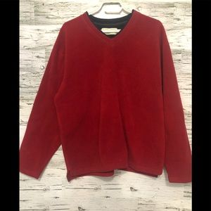 Wind River red fleece with navy around collar